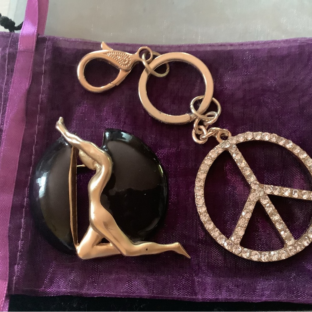 💜Mystique brooch and funky key chain plus kokopelli pin